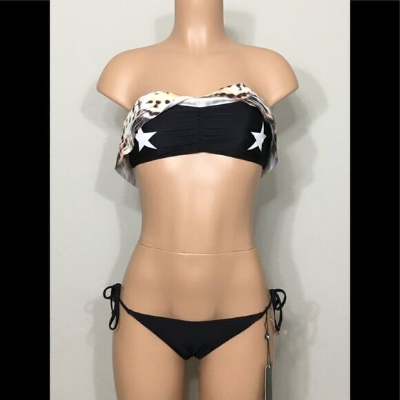 New. WILDFOX Tiger bandeau bikini. S-top/M-bottom - Picture 5 of 5